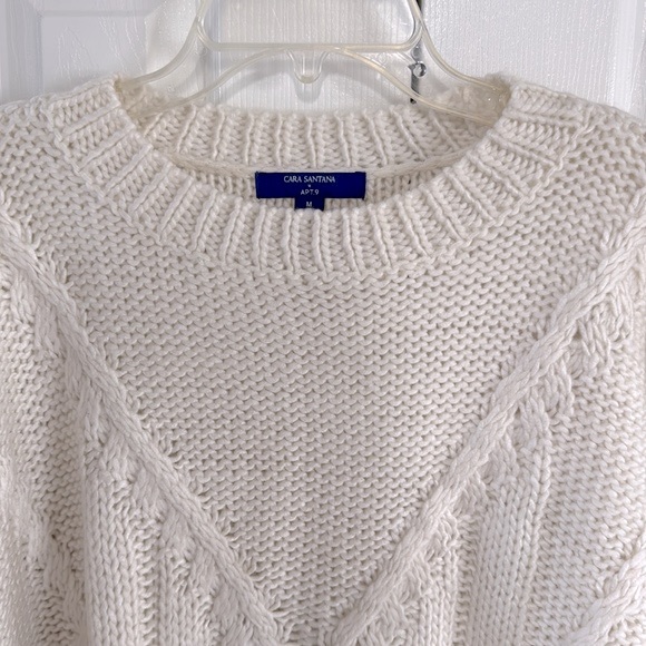 Gently Worn Cara Santana Apt. 9 White Ivory Super Soft Cable Knit Sweater - M - Picture 3 of 11